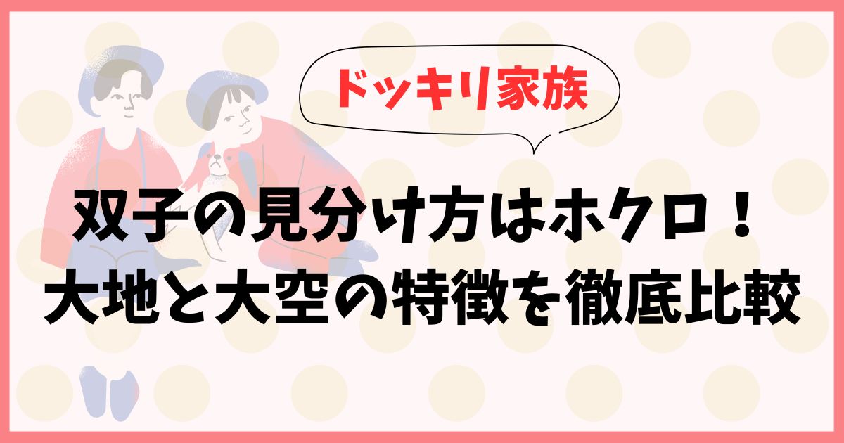 ドッキリ家族の双子の見分け方はホクロ！大地と大空の特徴を徹底比較