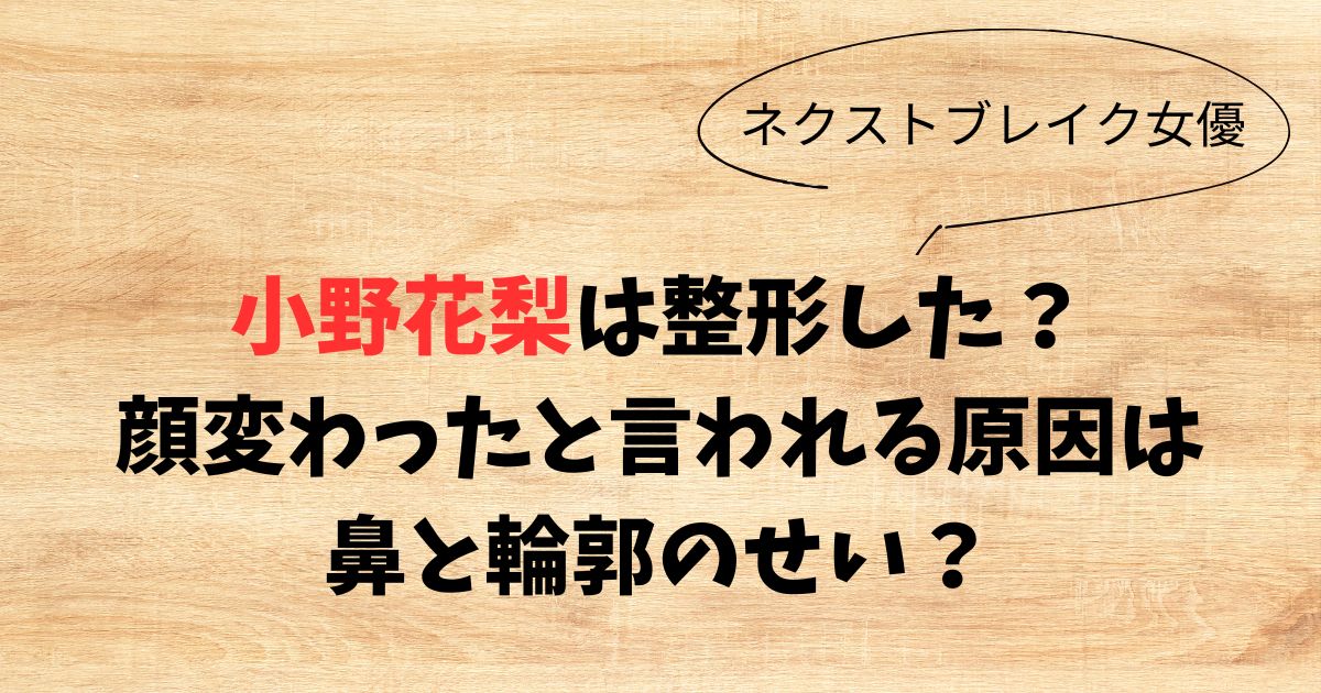 小野花梨は整形した？顔変わったと言われる原因は鼻と輪郭のせい？