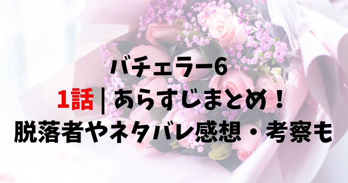 バチェラー6 1話あらすじまとめ！脱落者やネタバレ感想・考察も